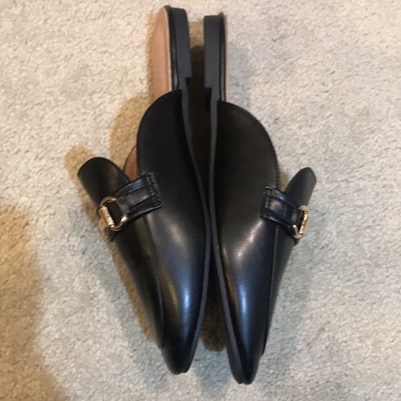 Trendy Black Slip On Flat Mules w/ Gold Hardware-EU Size 43/US Size 10 - Picture 5 of 9